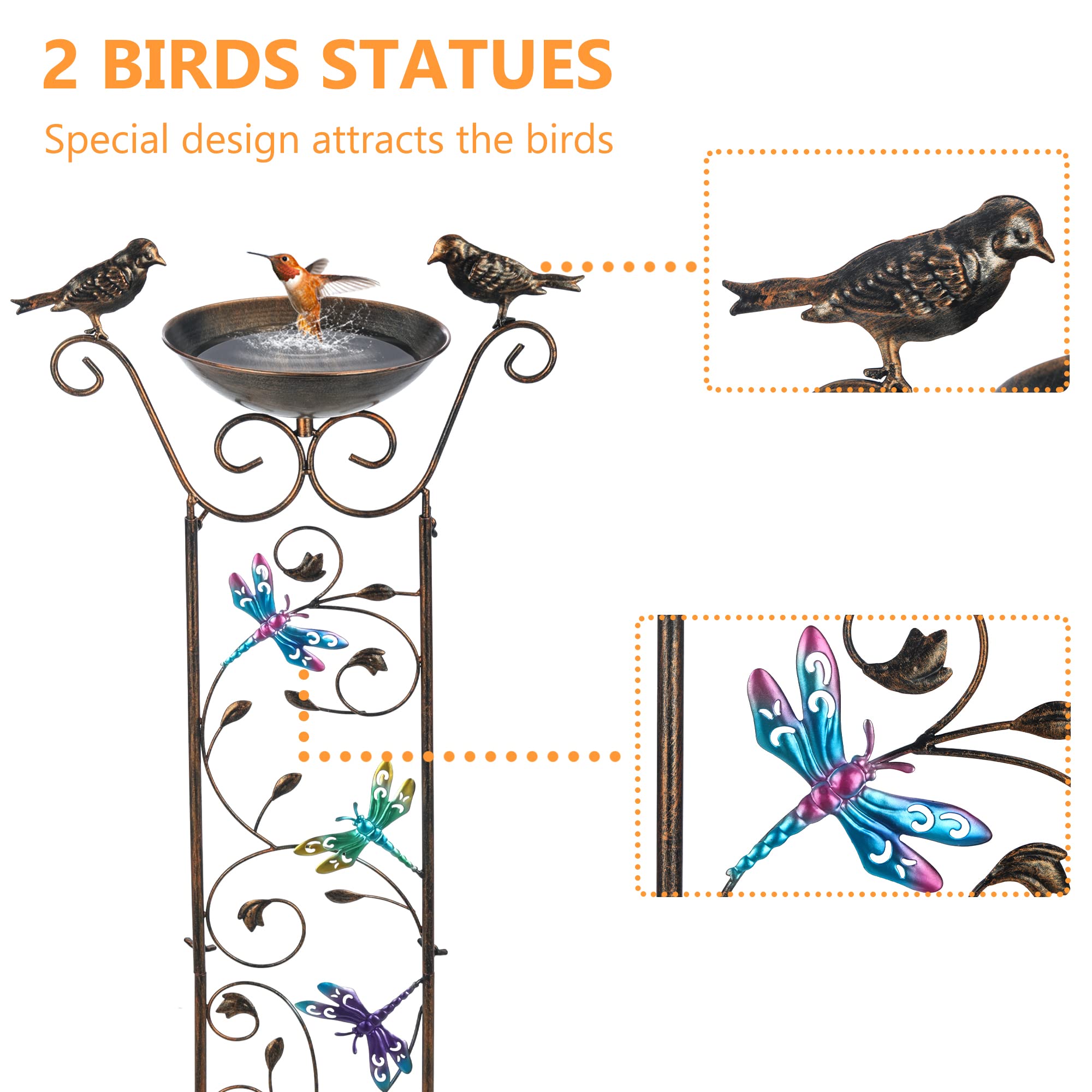 Close-up of the bird bath bowl on SUNNYPARK Metal Bird Bath