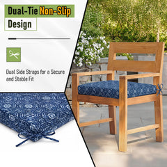 Close-up of the blue circles pattern on Basic Beyond cushions