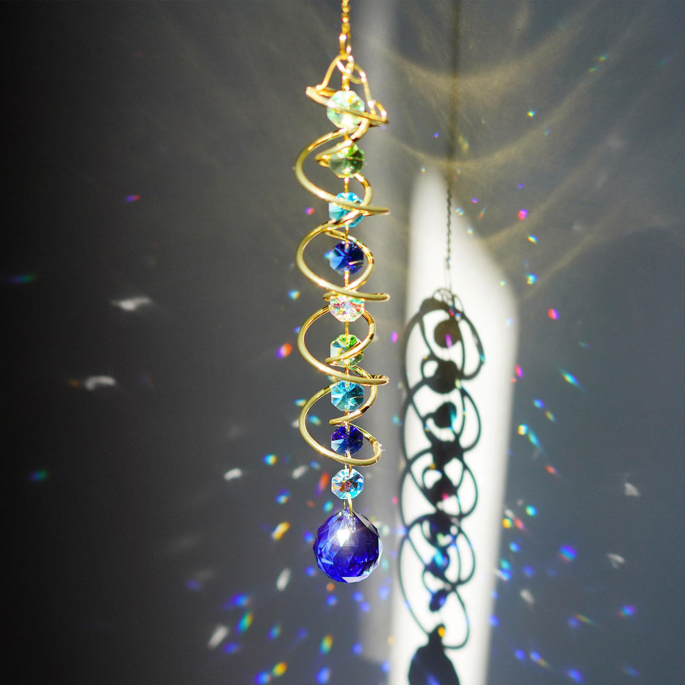 Close-up of the blue crystal ball on the suncatcher