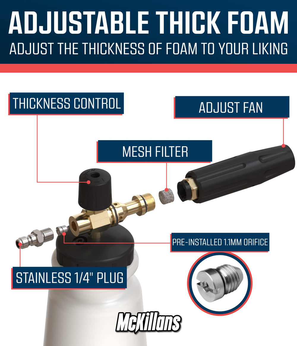 Close-up of the brass connector of McKillans Foam Cannon