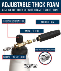 Close-up of the brass connector of McKillans Foam Cannon