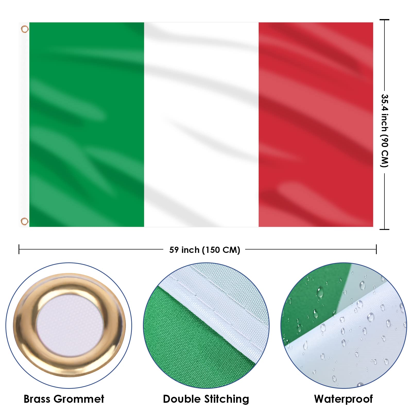 Close-up of the brass grommet on the AhfuLife Italian Flag