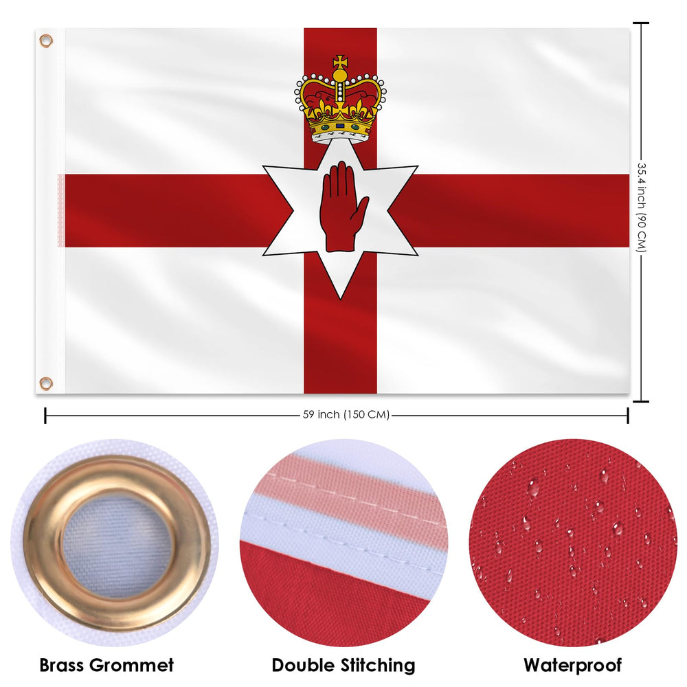 Close-up of the brass grommet on the Northern Ireland flag