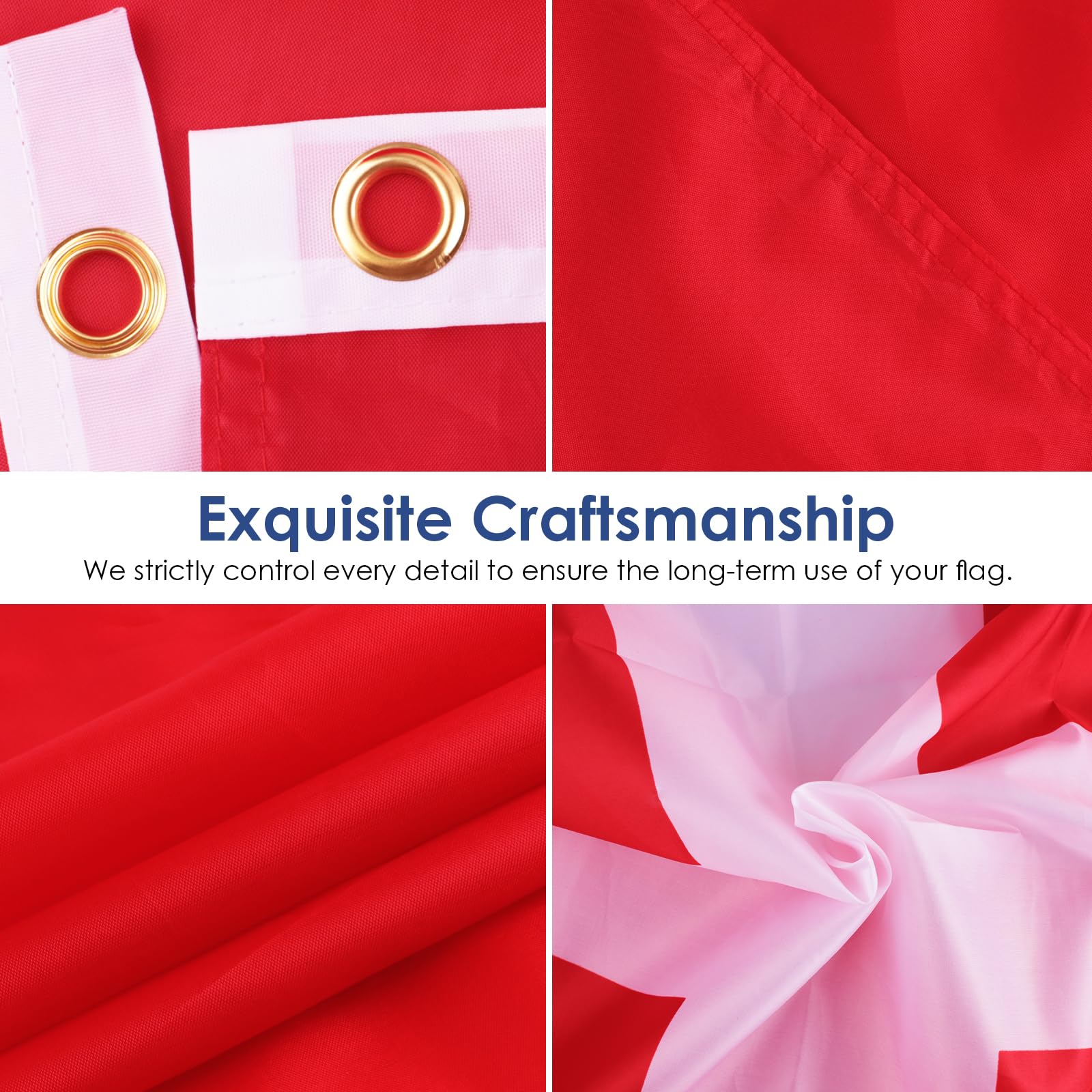 Close-up of the brass grommet on the Switzerland Flag