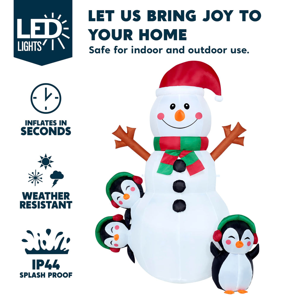Close-up of the built-in LED lights on Joiedomi snowman inflatable