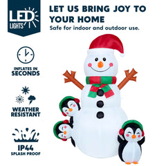 Close-up of the built-in LED lights on Joiedomi snowman inflatable