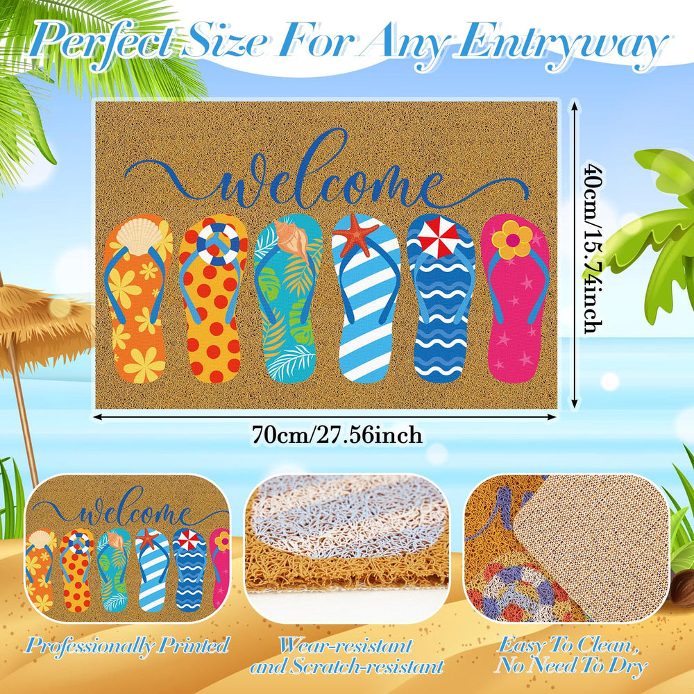 Close-up of the Ceenna Summer Flip Flops Doormat showing flip flop patterns