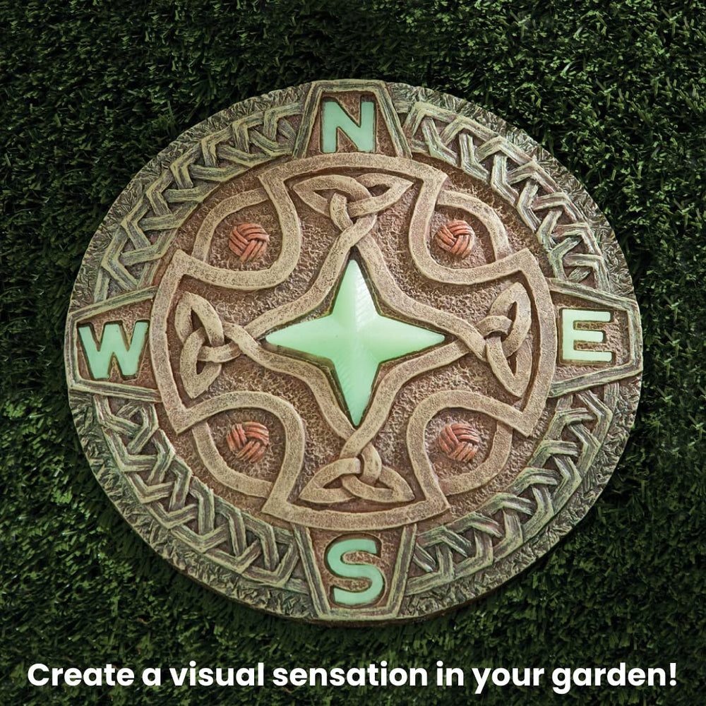 Close-up of the Celtic design on the stepping stone