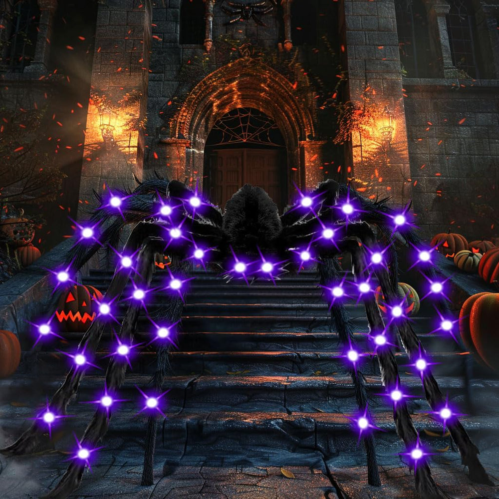 Close-up of the Cherislpy Jumbo Halloween Light Up Spider's furry texture