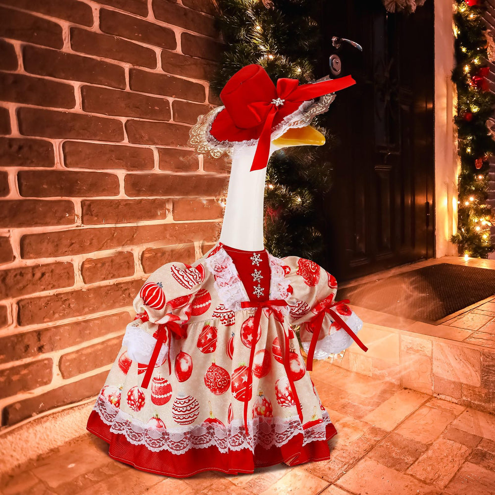 Close-up of the Christmas ball design on the Suzile Goose Costume