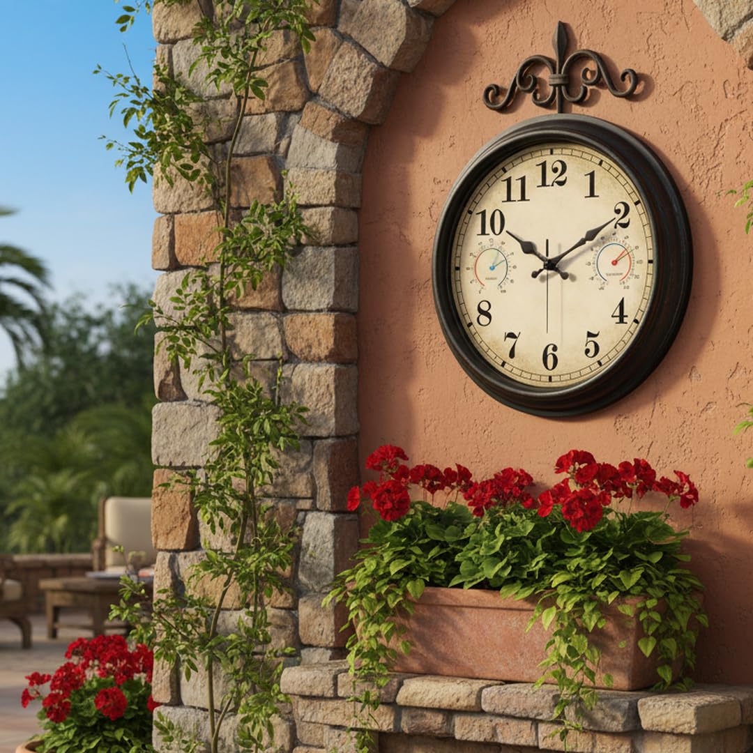 Close-up of the clear dial on Alarllok outdoor clock