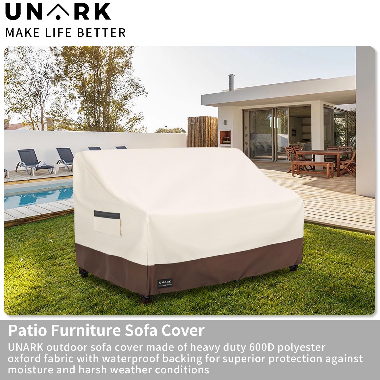 Close-up of the click-close straps on UNARK Sofa Cover
