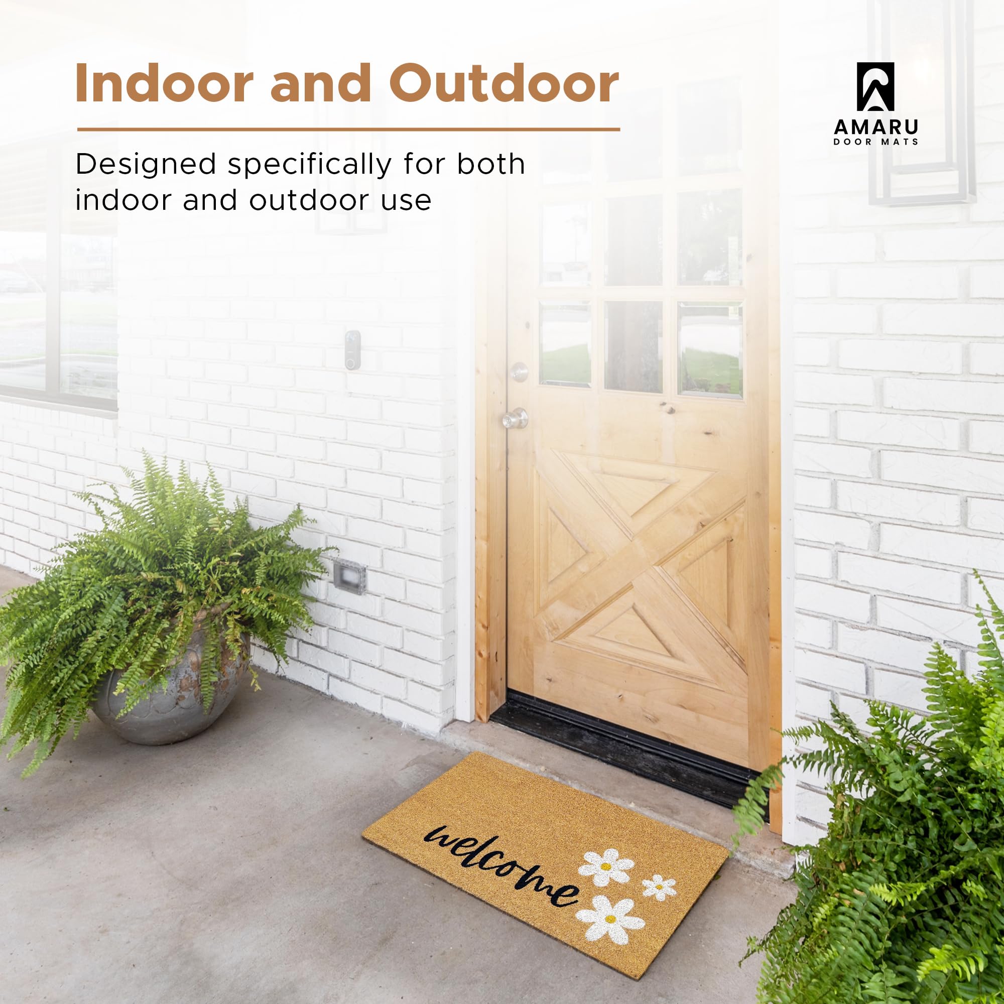 Close-up of the coconut fiber texture on AMARU DOOR MATS Welcome Mat