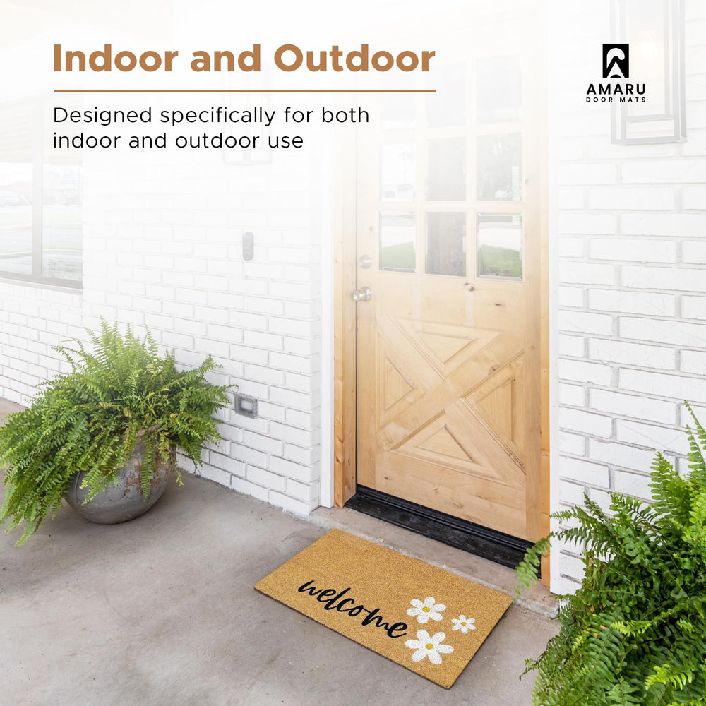 Close-up of the coconut fiber texture on AMARU DOOR MATS Welcome Mat