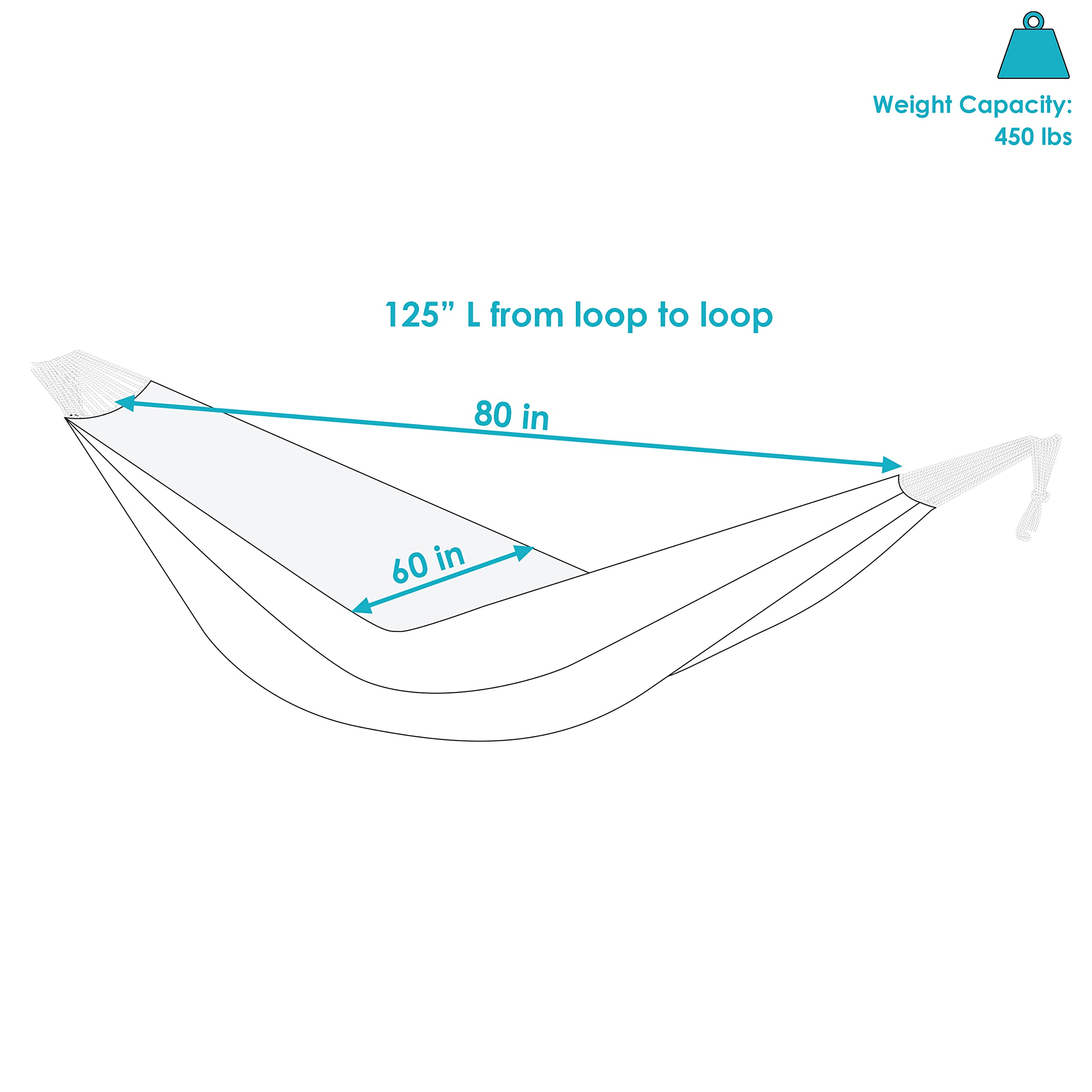 Close-up of the cotton rope loops and U-shaped support of the hammock