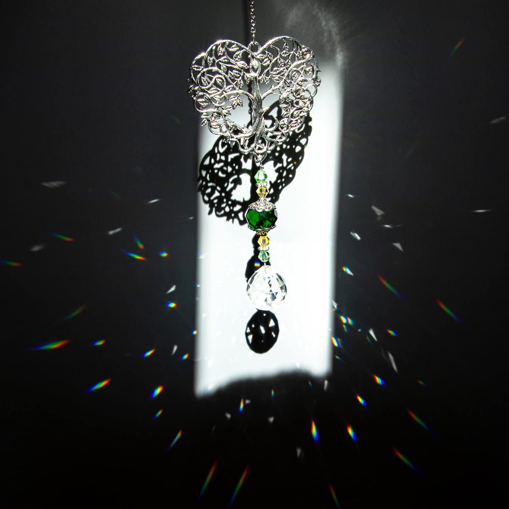 Close-up of the crystal round ball prism of the suncatcher