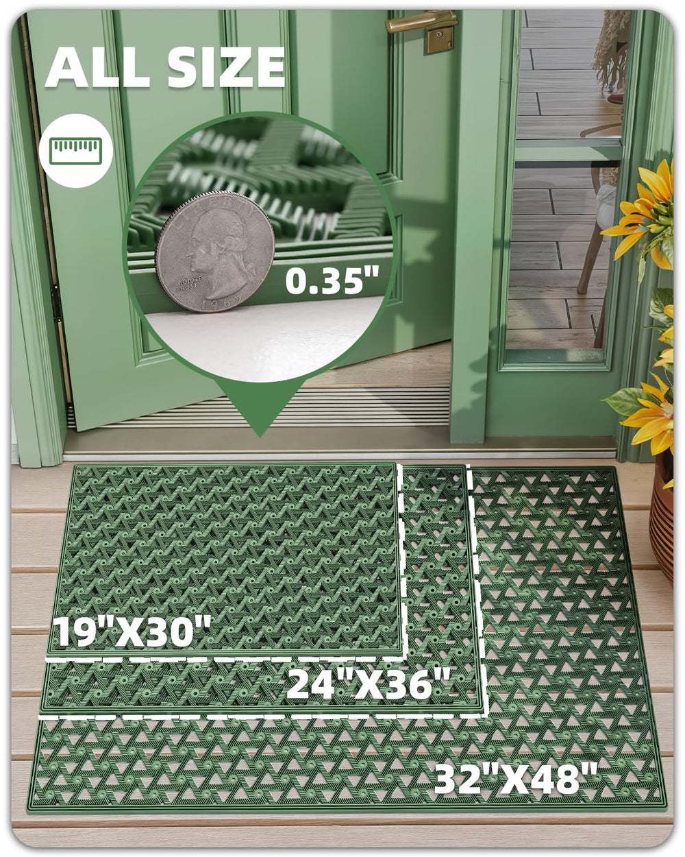 Close-up of the deep grooves and rubber border of the Color&Geometry door mat