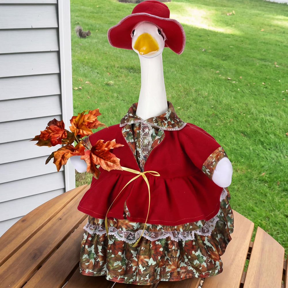 Close-up of the detailed lace trim on the fall goose costume