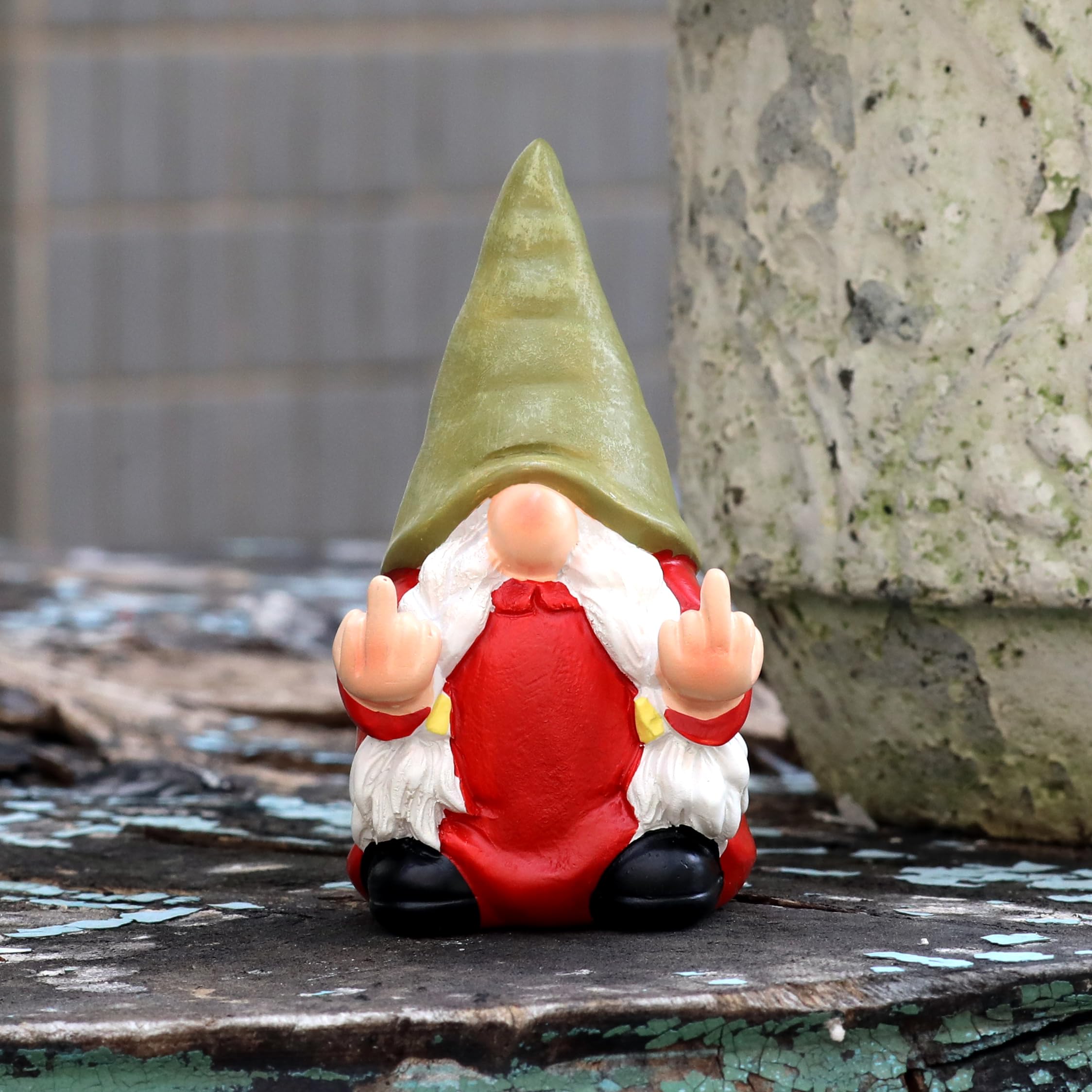 Close-up of the detailed paint on Middle Finger Female Gnome