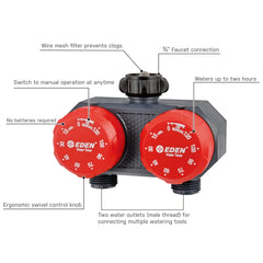 Close-up of the dial settings on Eden 2-Zone Watering Timer