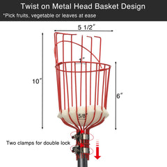 Close-up of the DonSail fruit picker basket, showing dimensions