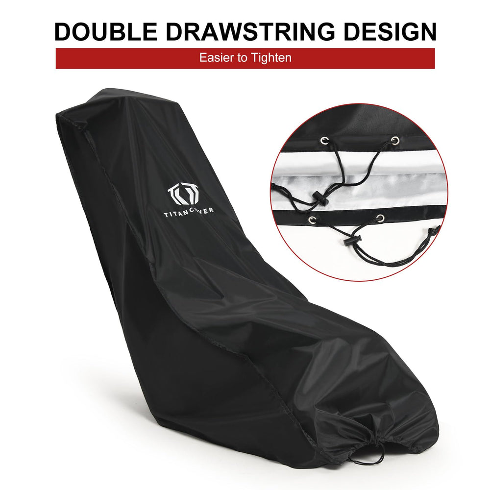 Close-up of the double drawstring feature on the lawn mower cover