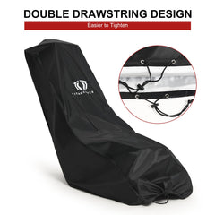 Close-up of the double drawstring feature on the lawn mower cover