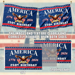 Close-up of the double-sided printing on the American flag