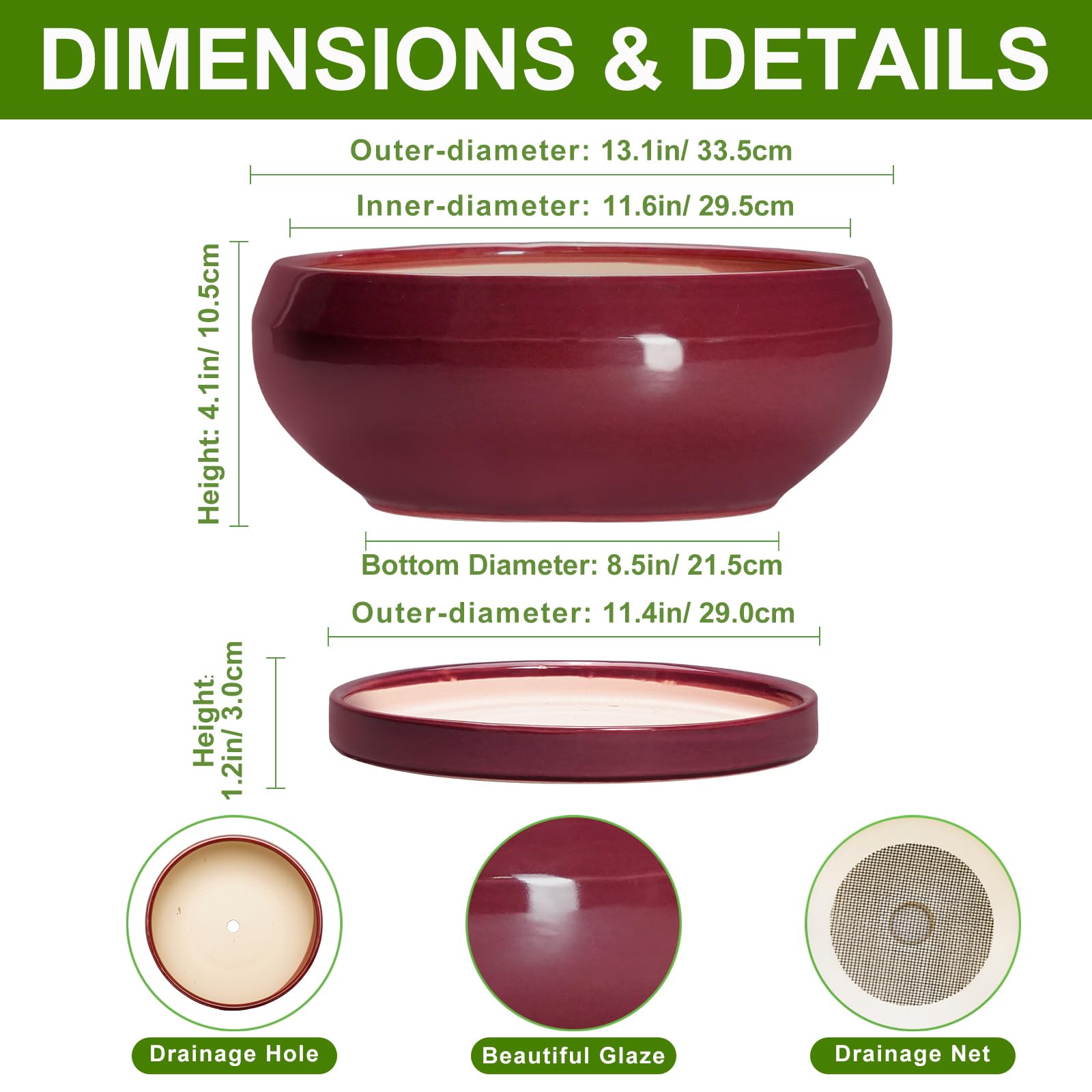 Close-up of the drainage hole in EPFamily bonsai tree pot