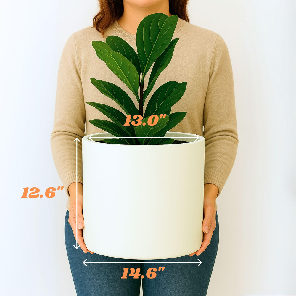 Close-up of the drainage plug of Fox & Fern Large Planter