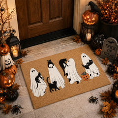 Close-up of the durable coir surface of the Jenaai Halloween Doormat