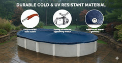 Close-up of the durable material of Winter Block pool cover