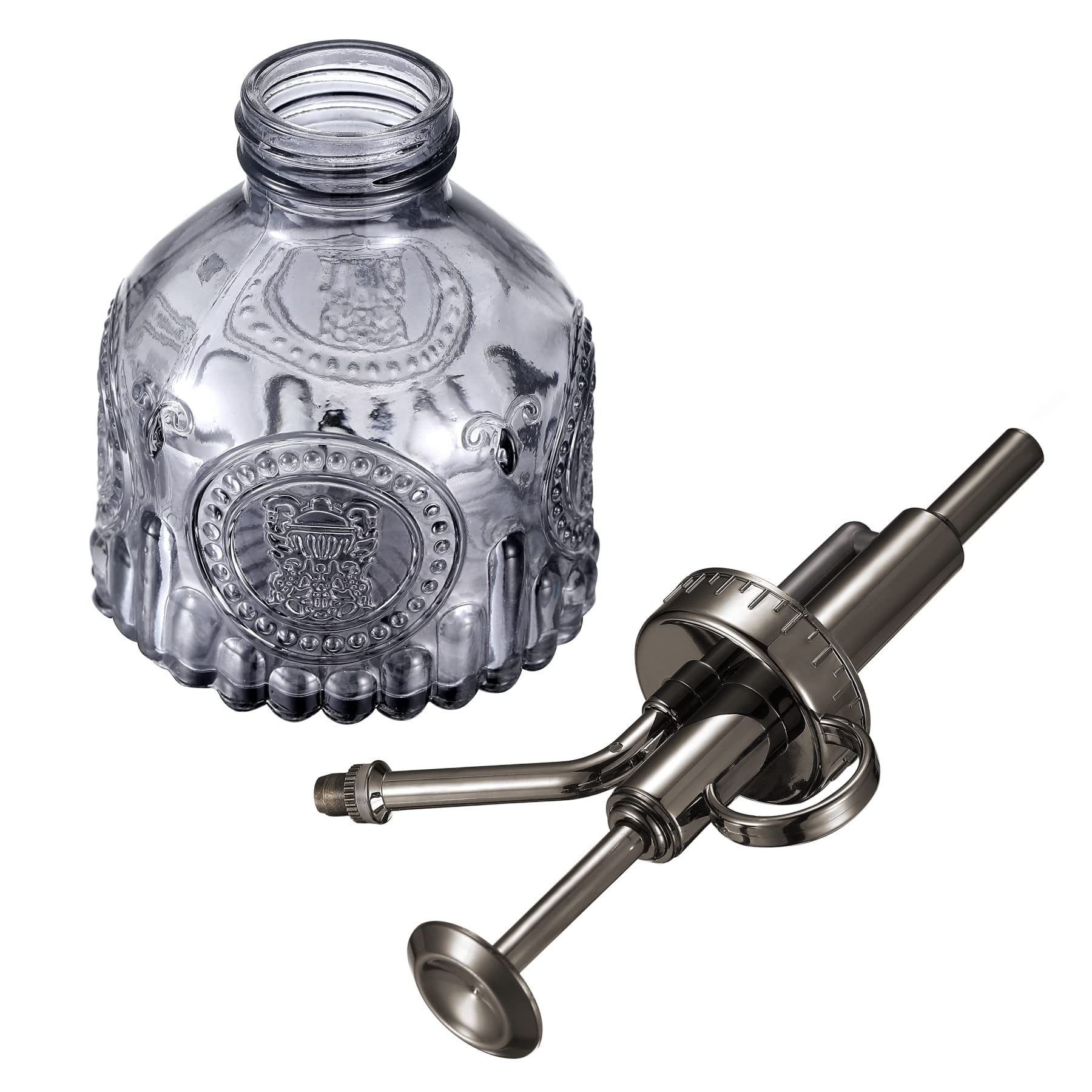 Close-up of the Ebristar glass plant mister pump mechanism