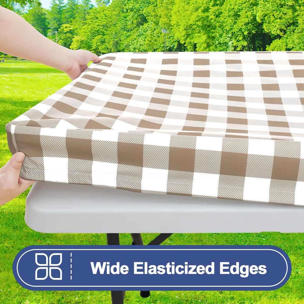 Close-up of the elastic edge of the Smiry picnic table cover