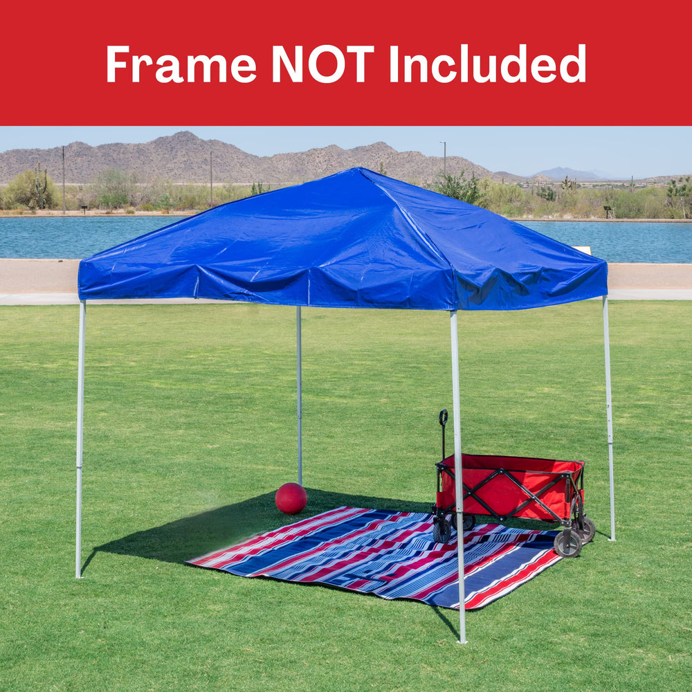 Close-up of the elastic straps and Velcro strips on the canopy top