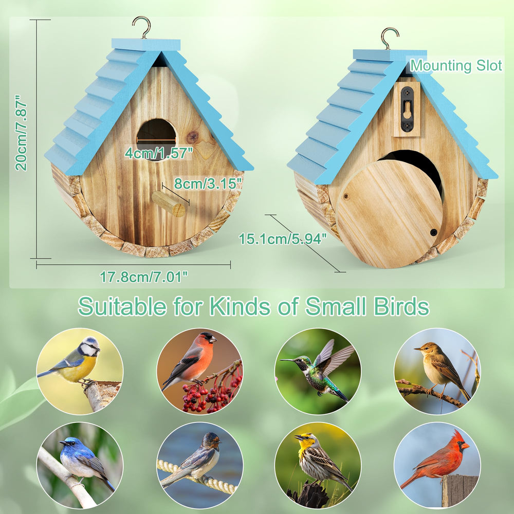 Close-up of the entrance hole of Auslar bird house