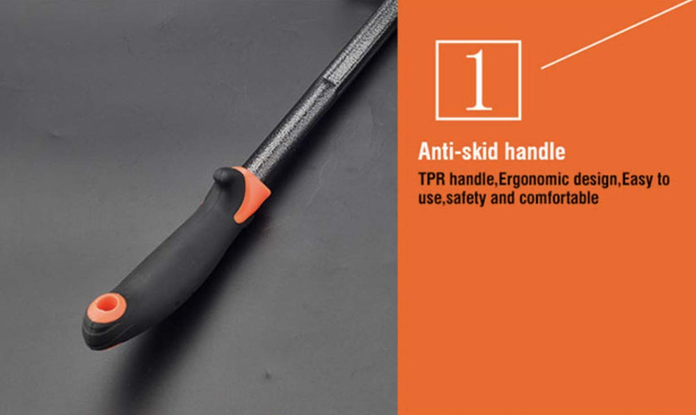 Close-up of the ergonomic rubber grip on Edward Tools Hand Hoe