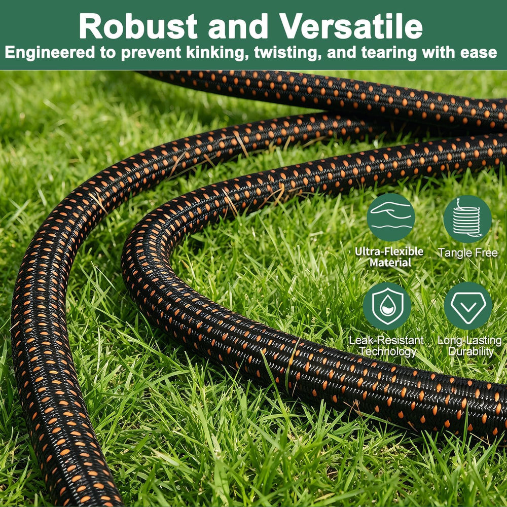 Close-up of the ergonomic rubber handle of Semifrut garden hose