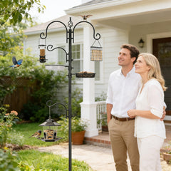 Close-up of the ERYTLLY Bird Feeder Pole with wire mesh tray