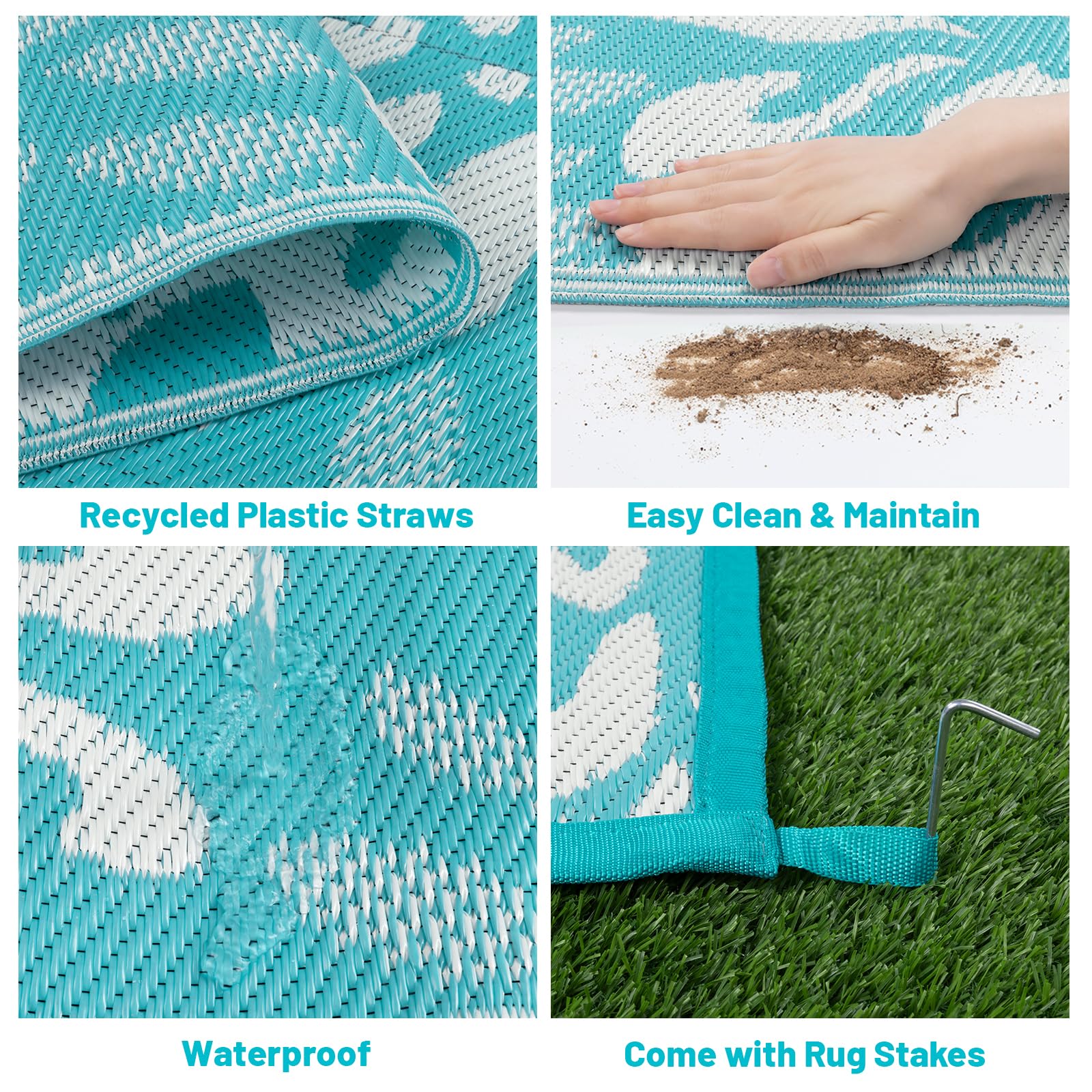 Close-up of the fabric texture of HEBE outdoor rug