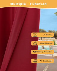 Close-up of the fabric texture of HolidayIdeas Red Outdoor Curtains