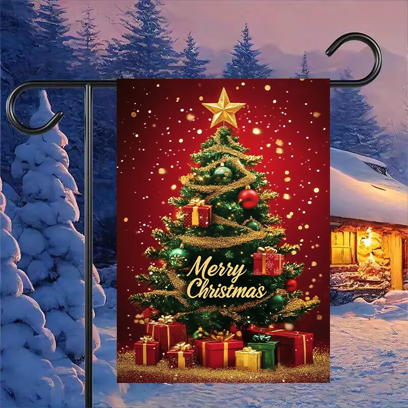 Close-up of the fabric texture of LienzoFest Christmas Garden Flag