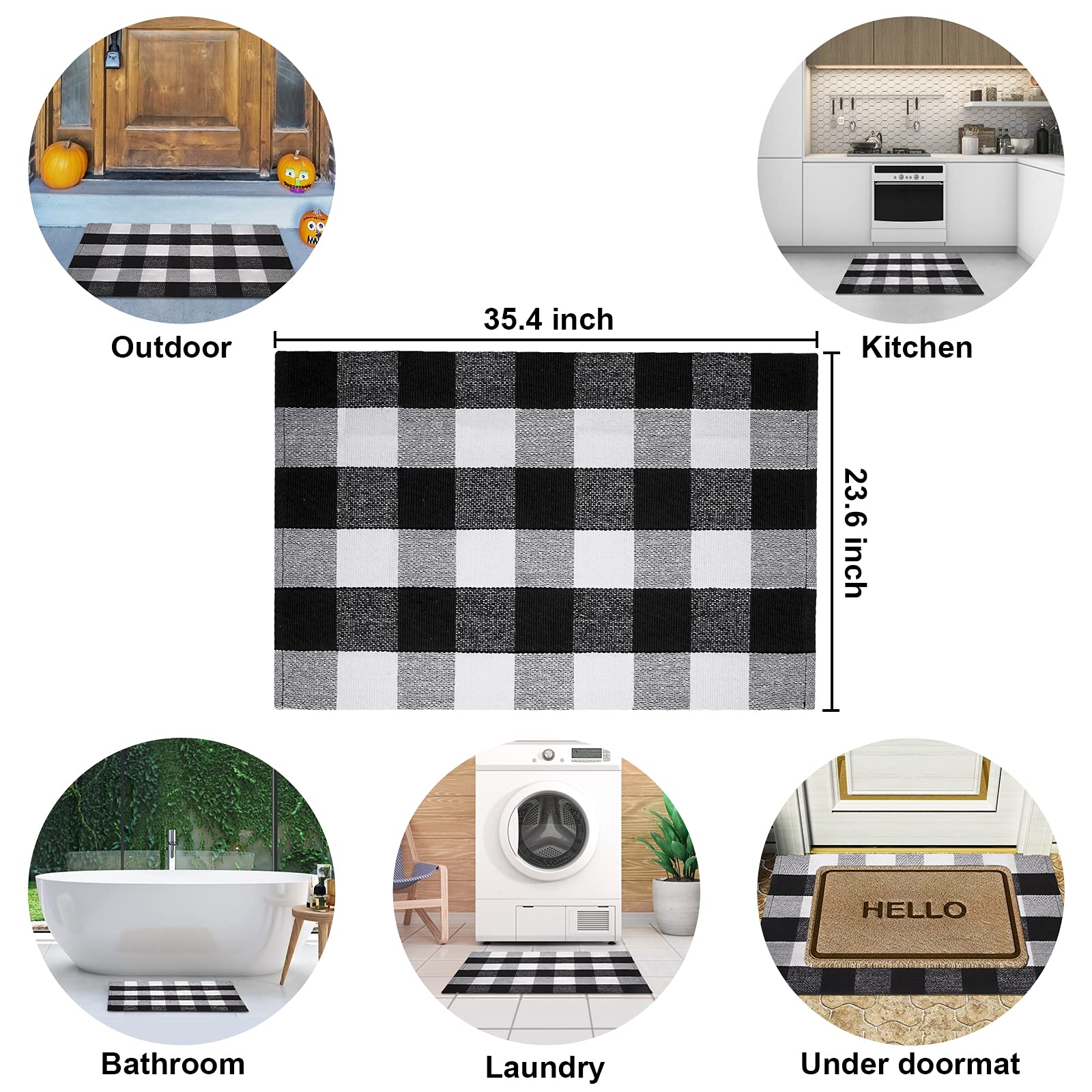 Close-up of the fabric texture of Ouddy Mode Buffalo Plaid Fall Door Mat