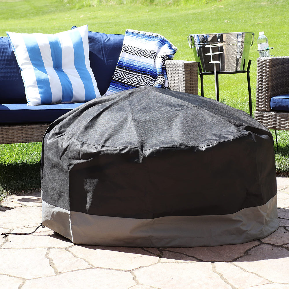 Close-up of the fabric texture of Sunnydaze Decor fire pit cover