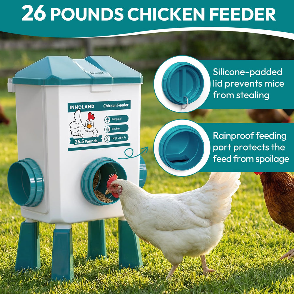 Close-up of the feeding ports on INNOLAND Chicken Feeder