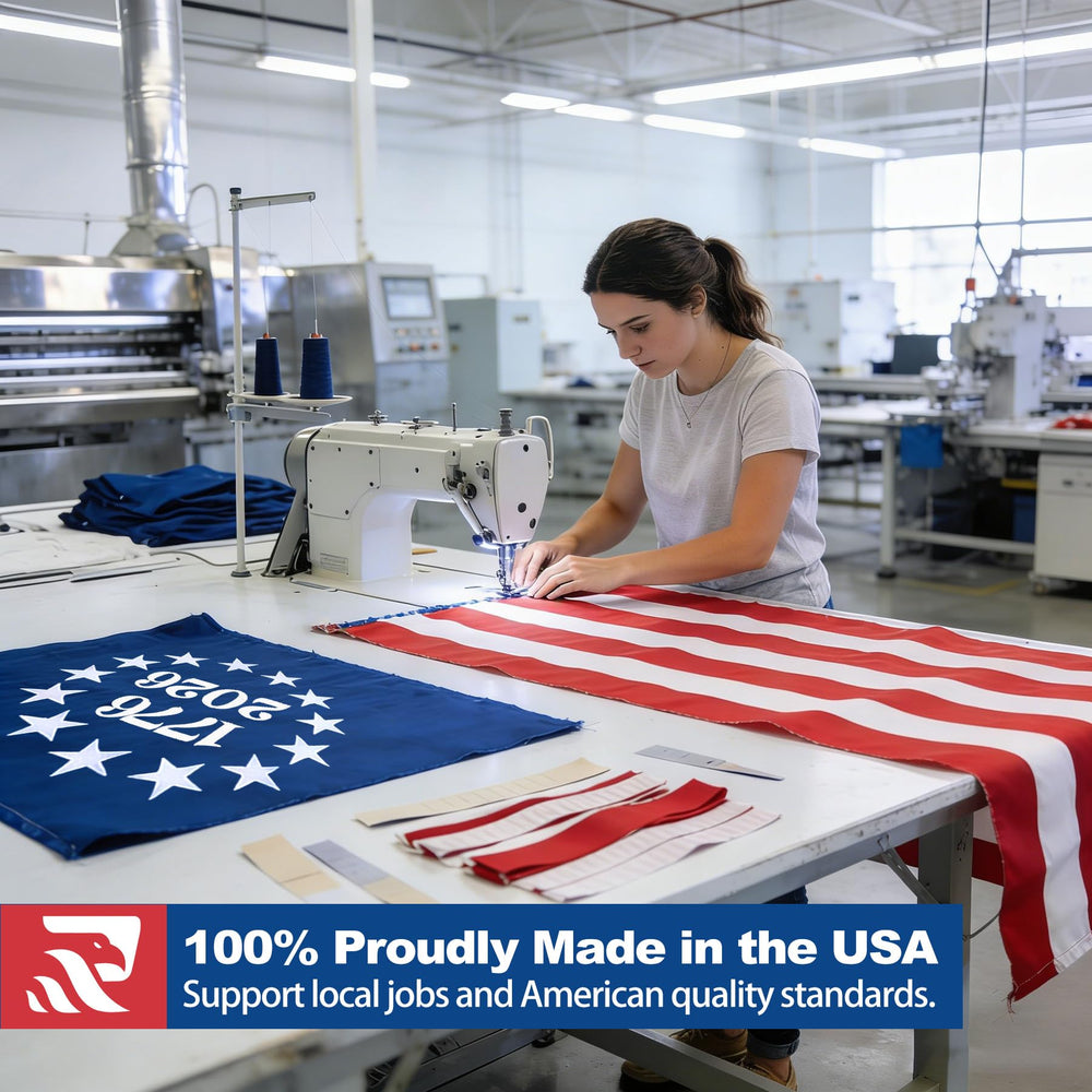 Close-up of the flag's UV protection coating