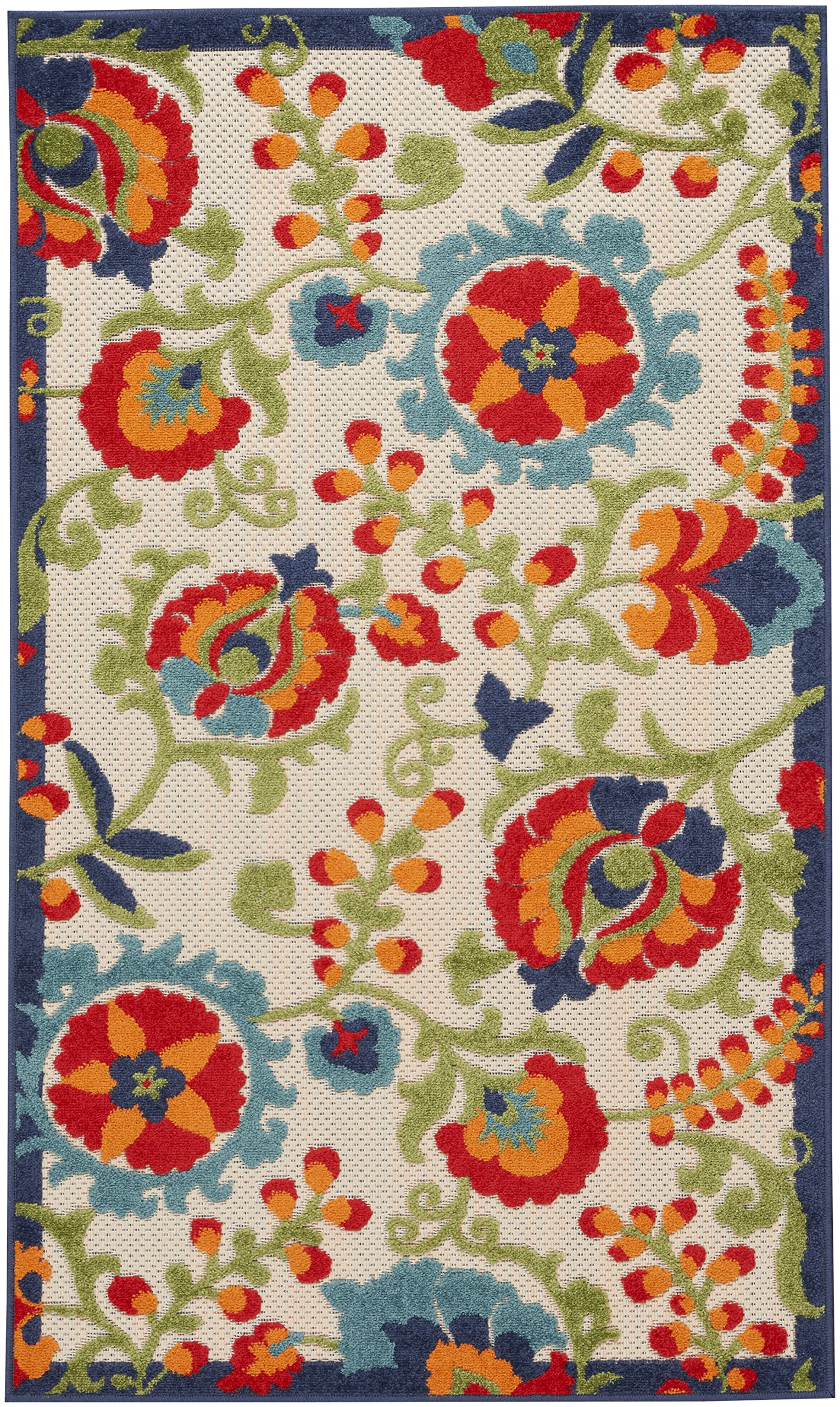 Close-up of the floral design on Nourison Aloha Area Rug 3' x 5'