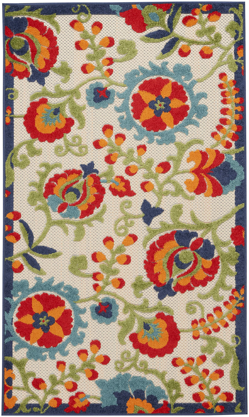 Close-up of the floral design on Nourison Aloha Area Rug 3' x 5'