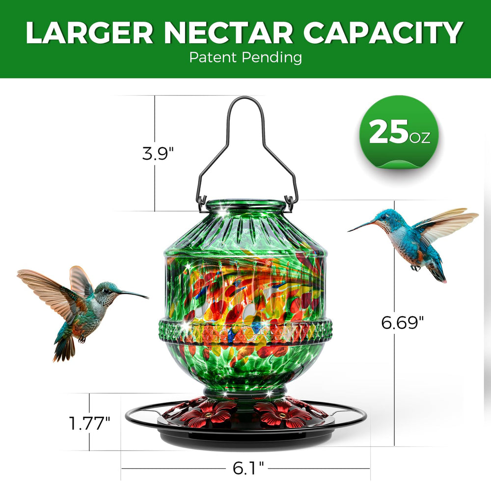 Close-up of the flower-shaped feeding ports on the feeder