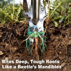 Close-up of the four-tooth weeder end of BREWIN TOOLS hand weeder